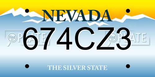 674CZ3 Nevada License Plate