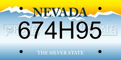 674H95 Nevada License Plate