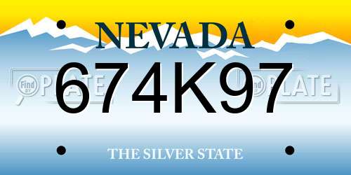 674K97 Nevada License Plate