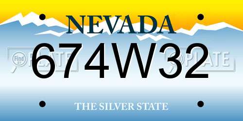 674W32 Nevada License Plate