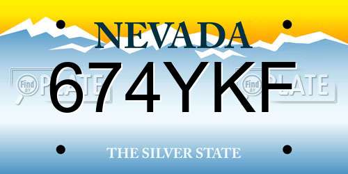 674YKF Nevada License Plate