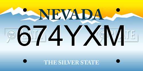 674YXM Nevada License Plate