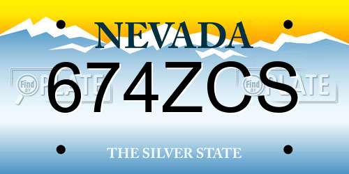 674ZCS Nevada License Plate