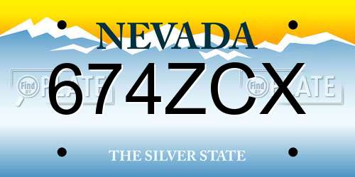 674ZCX Nevada License Plate