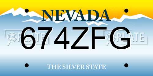 674ZFG Nevada License Plate