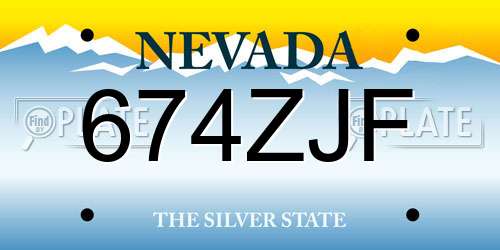 674ZJF Nevada License Plate