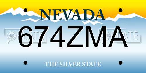 674ZMA Nevada License Plate