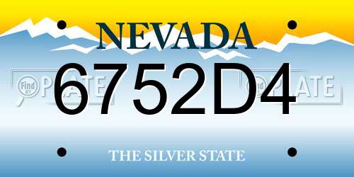 6752D4 Nevada License Plate