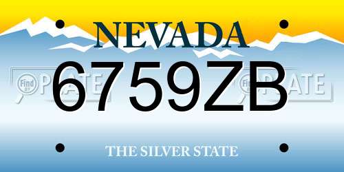 6759ZB Nevada License Plate