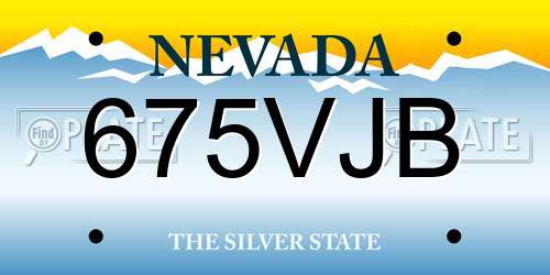 675VJB Nevada License Plate