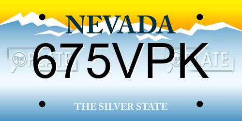 675VPK Nevada License Plate