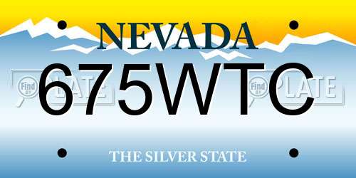 675WTC Nevada License Plate