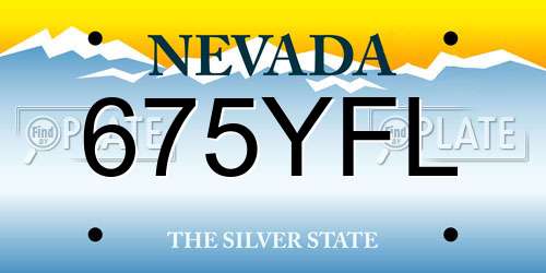 675YFL Nevada License Plate