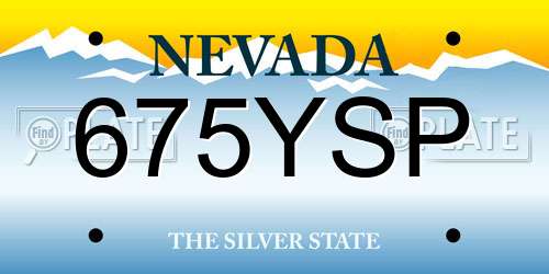 675YSP Nevada License Plate