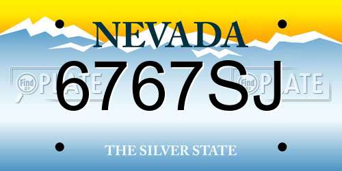 6767SJ Nevada License Plate