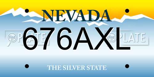 676AXL Nevada License Plate