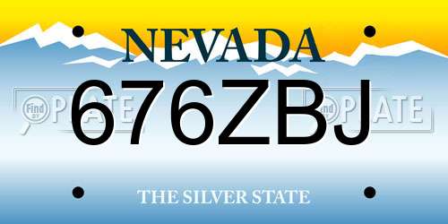 676ZBJ Nevada License Plate