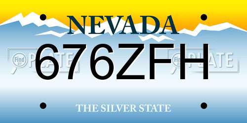 676ZFH Nevada License Plate