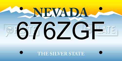 676ZGF Nevada License Plate