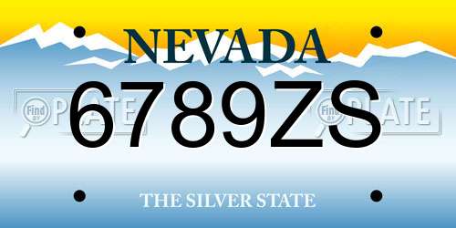 6789ZS Nevada License Plate