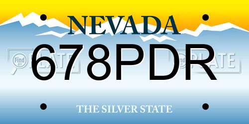 678PDR Nevada License Plate