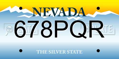 678PQR Nevada License Plate