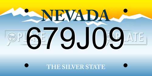 679J09 Nevada License Plate