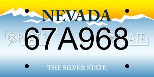 67A968 Nevada License Plate