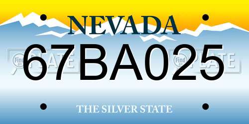 67BA025 Nevada License Plate