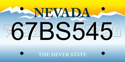 67BS545 Nevada License Plate