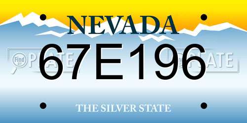67E196 Nevada License Plate