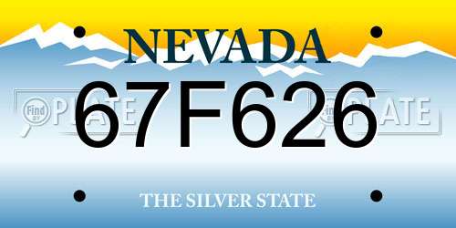 67F626 Nevada License Plate