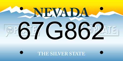 67G862 Nevada License Plate