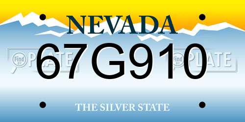 67G910 Nevada License Plate