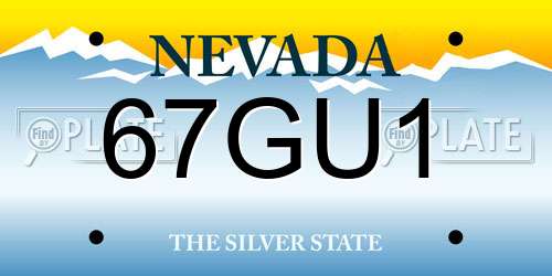 67GU1 Nevada License Plate