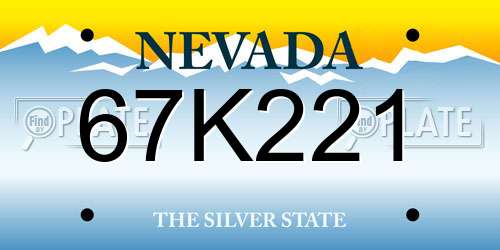 67K221 Nevada License Plate