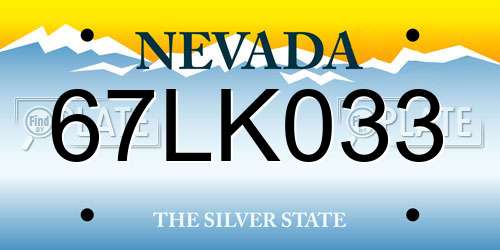 67LK033 Nevada License Plate