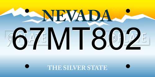 67MT802 Nevada License Plate