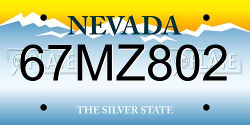 67MZ802 Nevada License Plate