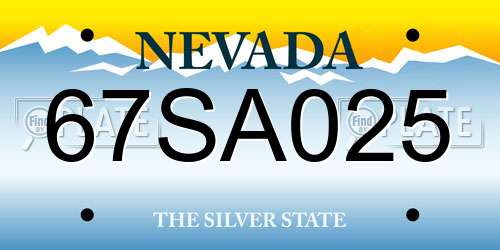 67SA025 Nevada License Plate