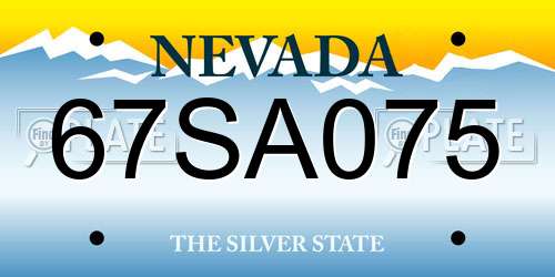 67SA075 Nevada License Plate