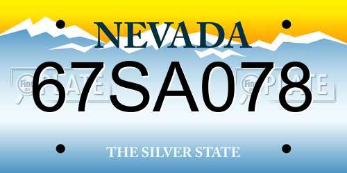 67SA078 Nevada License Plate