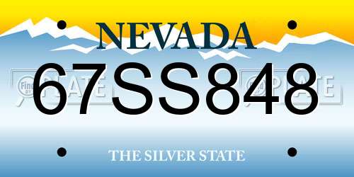 67SS848 Nevada License Plate