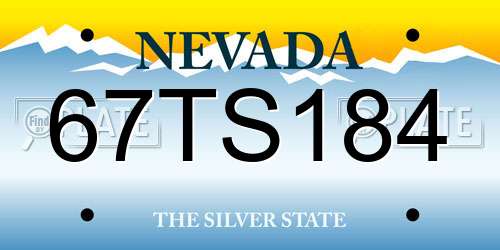 67TS184 Nevada License Plate