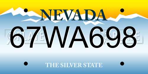 67WA698 Nevada License Plate