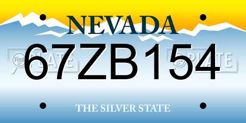 67ZB154 Nevada License Plate