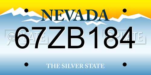 67ZB184 Nevada License Plate