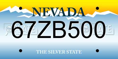 67ZB500 Nevada License Plate