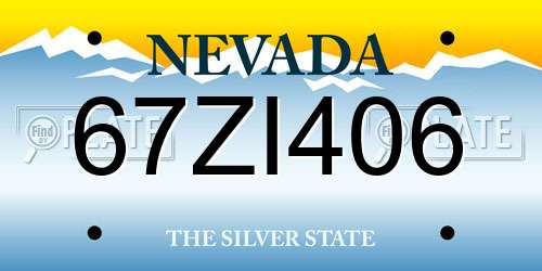 67ZI406 Nevada License Plate