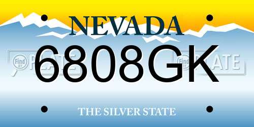6808GK Nevada License Plate